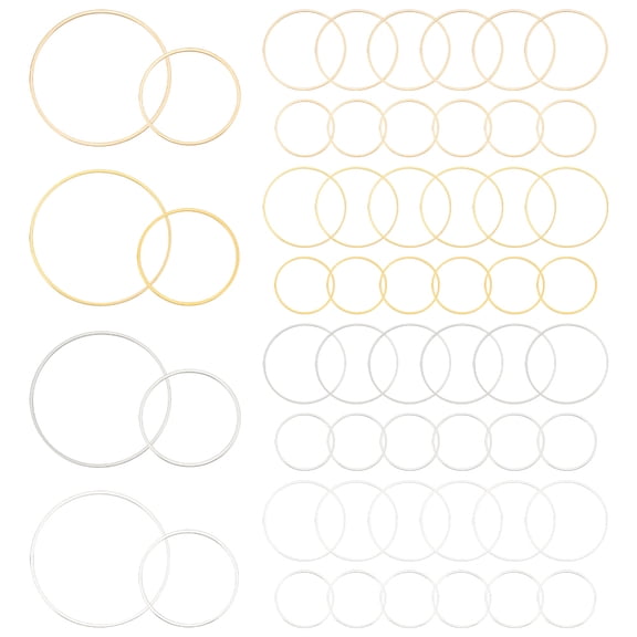 80Pcs 8 Styles Brass Links Rings Soldered Closed Jump Rings Mixed Color 25~35x1mm 18 Gauge Hole: 22~23mm 10pcs/style