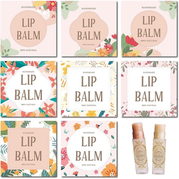 80Pcs 8 Styles Lip Balm Sticker Self-Adhesive Homemade Lip Balm Labels Waterproof Flower of Life Pattern DIY Label Stickers for Lip Balm Containers Cosmetics Lipsticks (5cm/2inch) Colorful