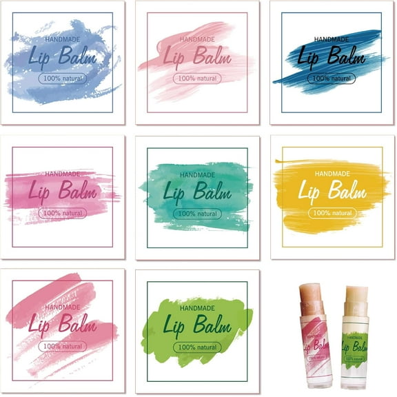 80Pcs 8 Styles Lip Balm Sticker Watercolor Graffiti Pattern Self-Adhesive Homemade Printable Lip Balm Labels Square DIY Label Stickers for Lip Balm Containers Cosmetics Lipsticks (5cm/2inch)