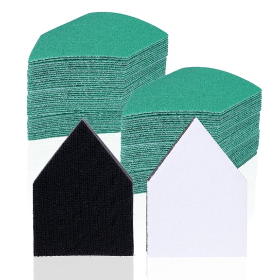 80Pcs (90 * 65mm) Detail Sanding Paper and 2 Pads Fits M12 Fuel Sander,60, 80,120,240 Grit (20 of Each) Heavy Duty Hook & Loop Triangle Detail Sanding Paper