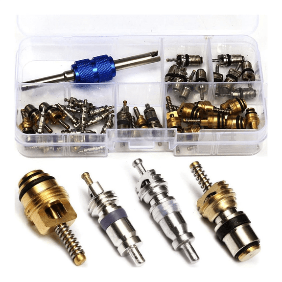 80Pcs Air Conditioning A/C Valve Core R12 R134A Valve Stem Cores Remover Tool for Car, Auto Air Conditioning Tool