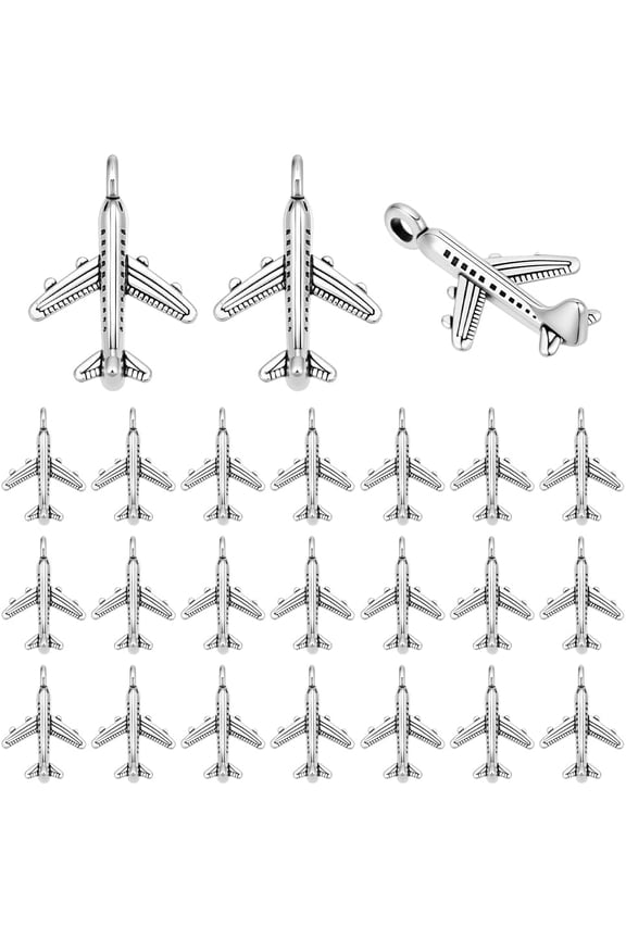 80Pcs Airplane Charms Silver Plane Pendants with Loop Alloy Aircraft Charms Bulk for Jewelry Making Kit Accessory Necklace Bracelet Keychain Dangle Earring Wedding Invitation