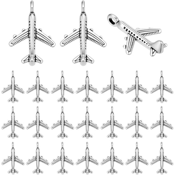 80Pcs Airplane Charms Silver Plane Pendants with Loop Alloy Aircraft Charms Bulk for Jewelry Making Kit Accessory Necklace Bracelet Keychain Dangle Earring Wedding Invitation