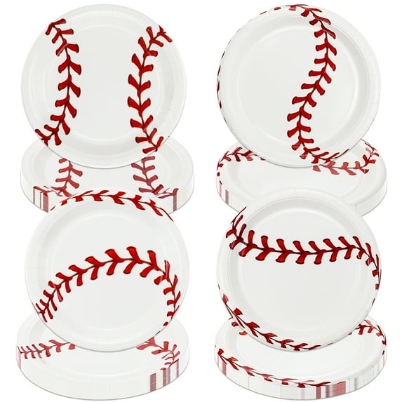 80Pcs Baseball Party Plates Decorations - Including 9” Baseball Ball Plates Disposable Dinner Plates for Kids Baseball Fan Sports Event Baseball Theme Party Supplies