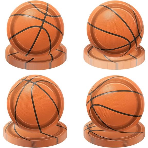 80Pcs Basketball Party Plates Decorations - Including 9 Basketball Ball Plates Disposable Dinner Plates for Kids Basketball Fan Sports Event Basketball Theme Party Supplies