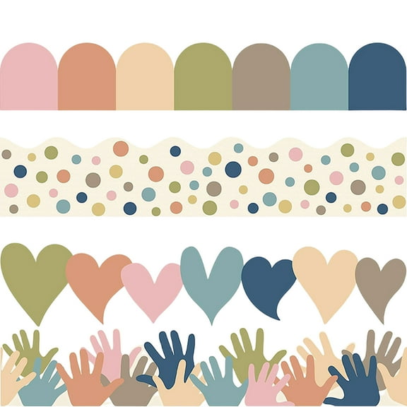 80Pcs Bulletin Board Border Trim Heart Colorful Border Trim Wall Decals for Classroom Chalkboard Whiteboards