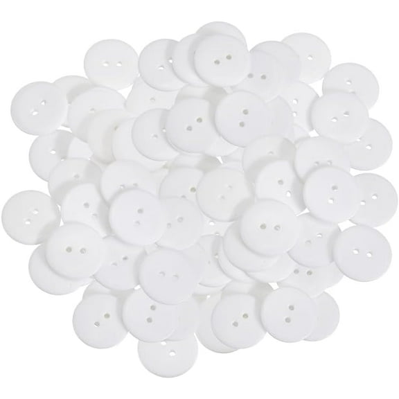 80Pcs Buttons 2-Hole Flat Round White 25x3mm Hole 2.5mm White