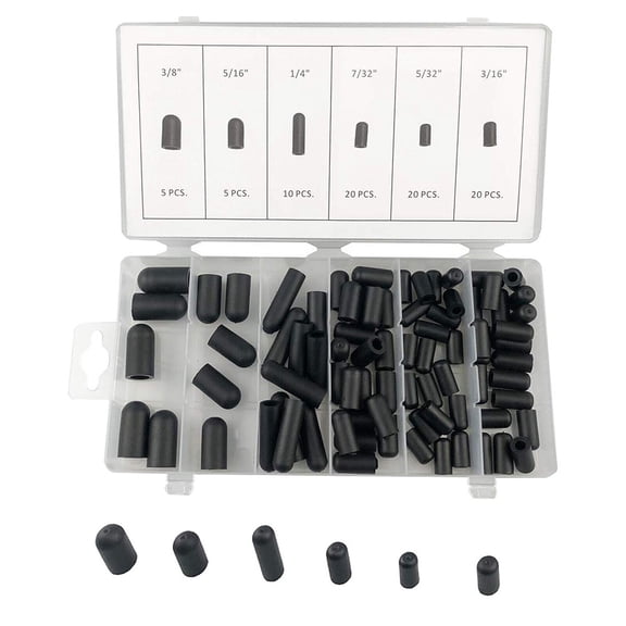 80Pcs Carburetor Vacuum Line Hose Rubber Boot Cap Assortment Kit 5/32"- 3/8"