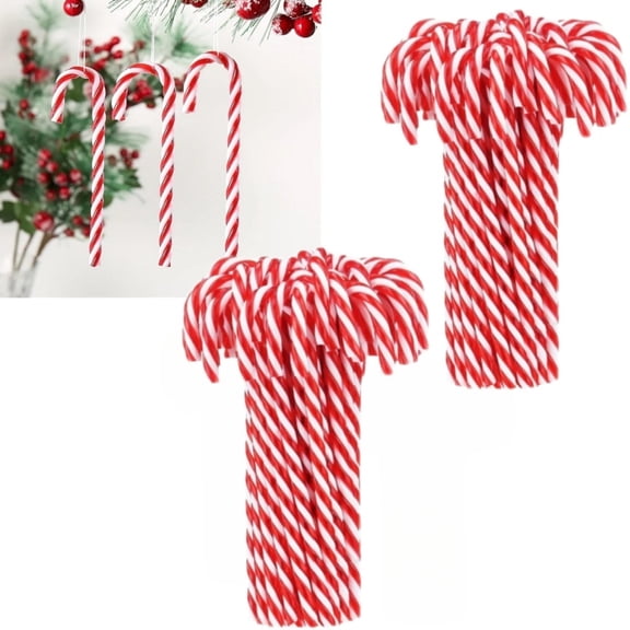 80Pcs Christmas Candy Canes, 5.9inch Plastic Christmas Tree Hanging Ornaments Twisted Candy Canes for Xmas Home Indoor Outdoor Party Decoration (Red White)