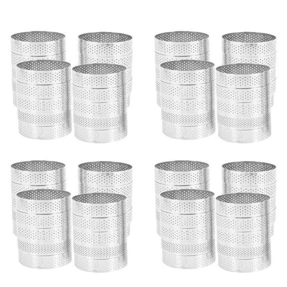 80Pcs Circular Tart Rings with Holes Fruit Pie Quiches Cake Mousse Kitchen Baking Mould Perforated Cake Mousse Ring 8cm