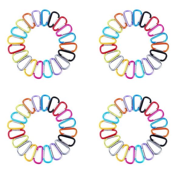 80Pcs D-Ring Locking Carabiner Keychain Spring Clip Lock Carabiner Hook Outdoor Camping Equipmengt