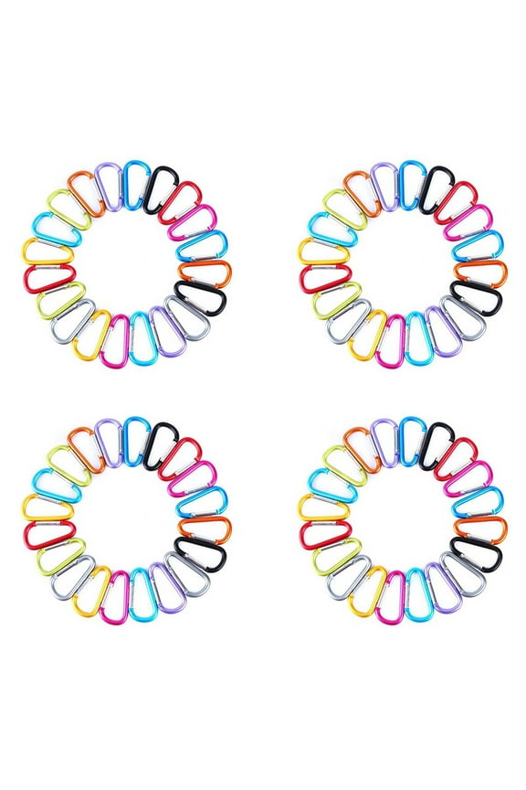 80Pcs D-Ring Locking Carabiner Keychain Spring Clip Lock Carabiner Hook Outdoor Camping Equipmengt
