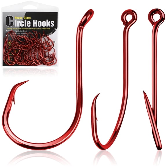 Catfish Circle Hooks 4/0 Red Offset Octopus Fishing Hooks for Santee Rig Fishing 80PCS