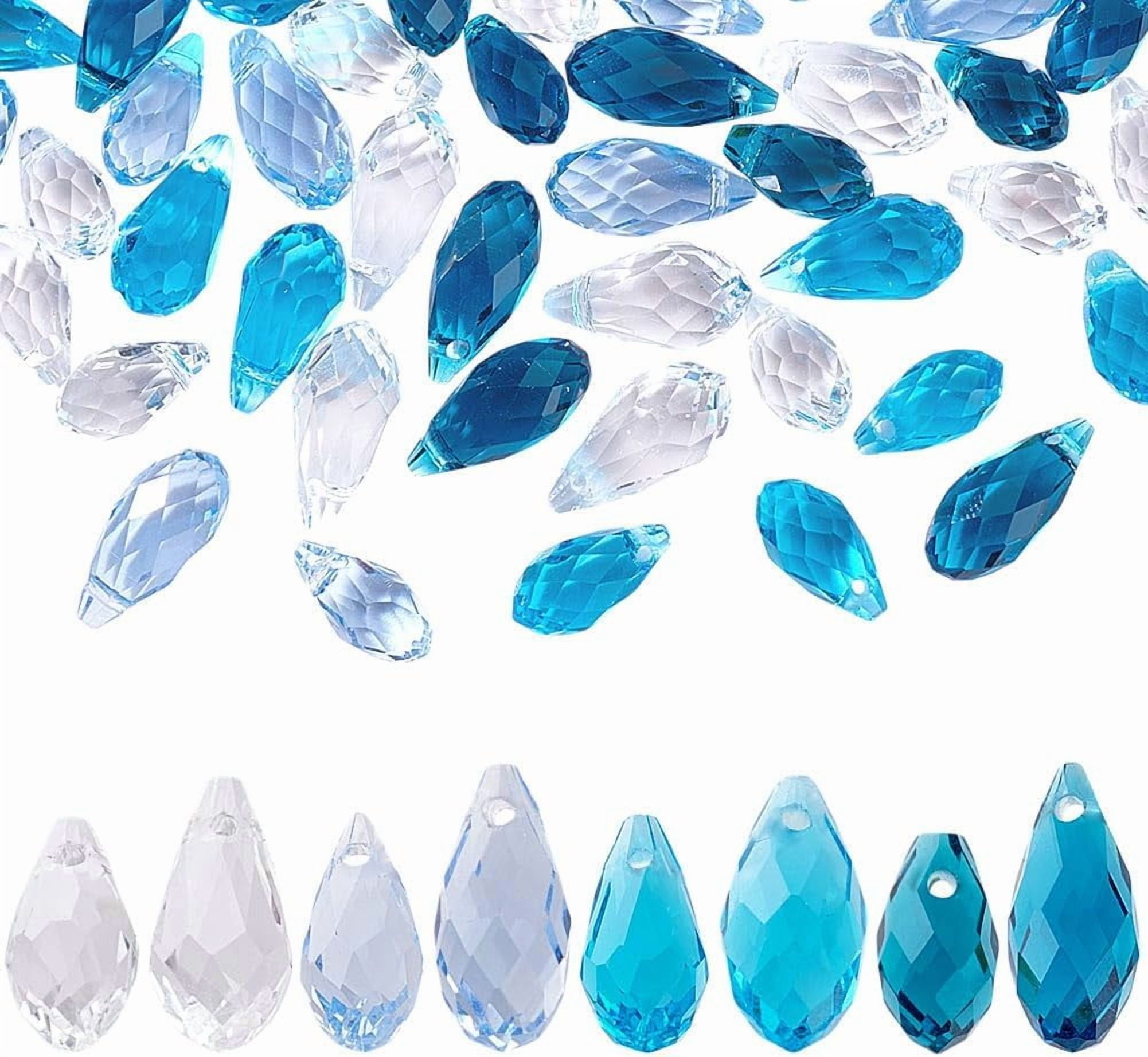 10pcs 15x8mm Teardrop Crystal Glass Top Drilled Loose Pendants Beads For Jewelry