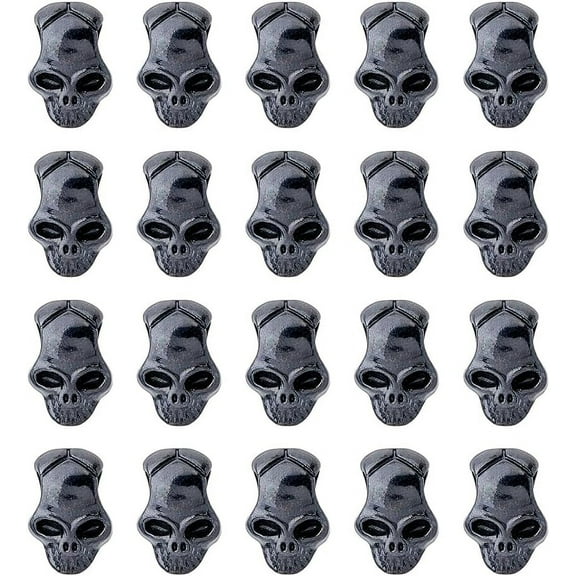80Pcs Gunmetal Skull Metal Beads Skull Shape 4mm Hole Tibetan Style Theme Perfect for Jewelry Making Formal Occasions Daily Wear Gunmetal