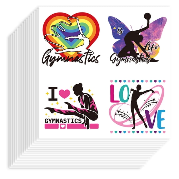 80Pcs Gymnastic Art Girl Stickers Rainbow Love Butterfly Shape Athletic Art Girl Decals