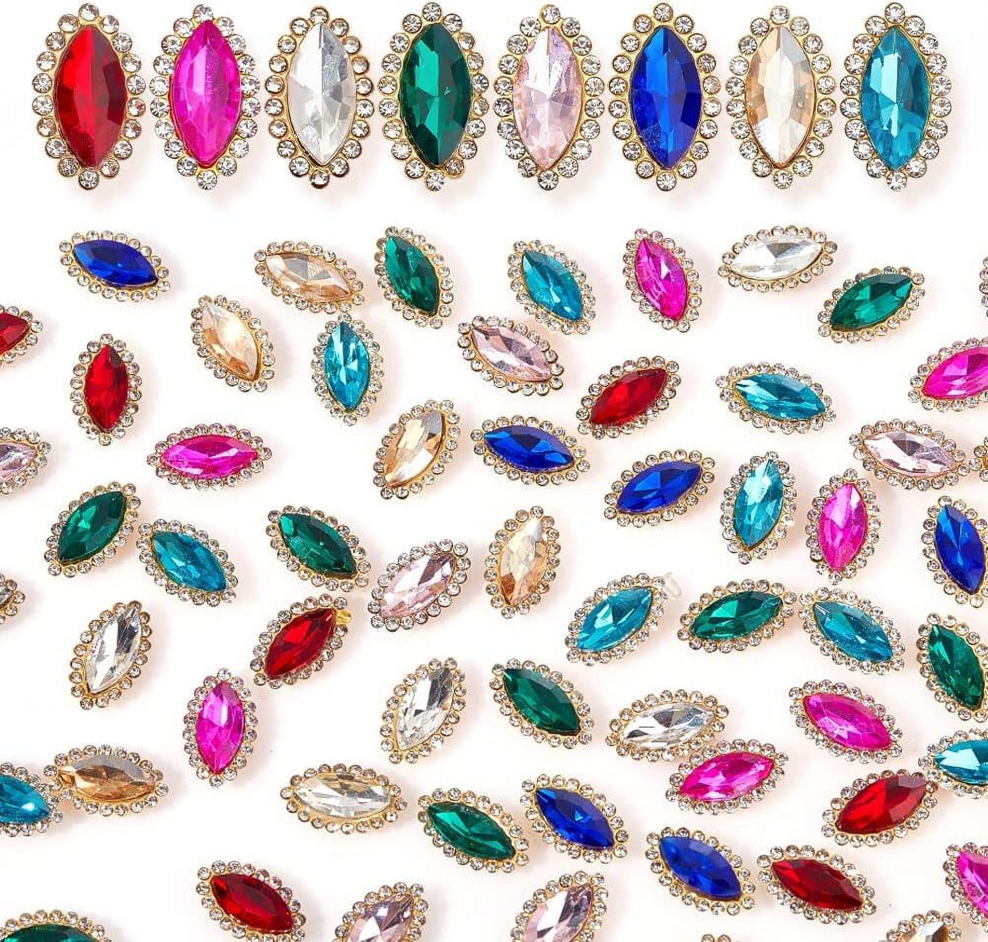 80Pcs Horse Eye Sew on Rhinestones 8 Colors Flatback Faceted Sewing ...