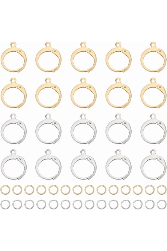 80Pcs Huggie Hoop Earring Findings Stainless Steel Round Leverback Earring Hooks with 200Pcs Jump Ring Gold Silver Clasp for Women Jewelry Making Supplies Accessory colorful DIY