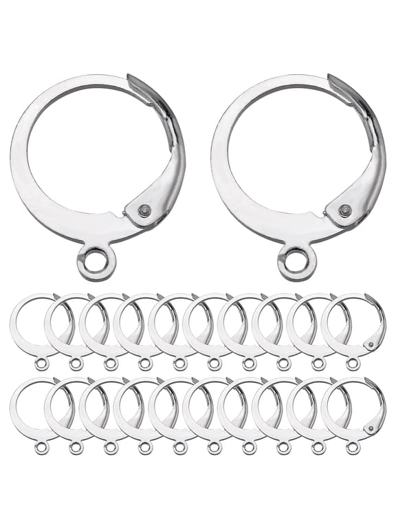 80Pcs Huggie Hoops Round Leverback Earring Hooks Stainless Steel Lever Backs Silver Hinged Huggie Hoops with Loops Earwires Leverbacks Ear Wires