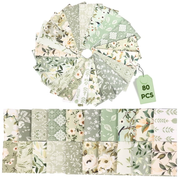 80Pcs Jelly Roll Fabric Strips, 100% Cotton Pre-Cut Floral Patchwork Quilt Fabric Roll for Sewing & DIY Crafts
