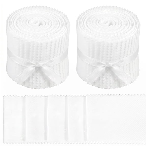 80Pcs Jelly Roll Fabric Strips Pre Cut Cotton Quilting Strip 2.5" x 19.7" White Fabric Bundle Jelly Roll Strip for Sewing Apparel and Home Decor Craft