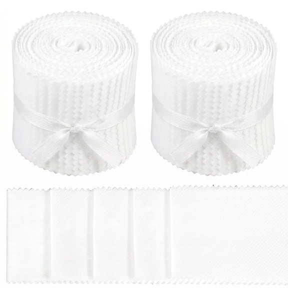 80Pcs Jelly Roll Fabric Strips Pre Cut Cotton Quilting Strip 2.5" x 19.7" White Fabric Bundle Jelly Roll Strip for Sewing Apparel and Home Decor Craft