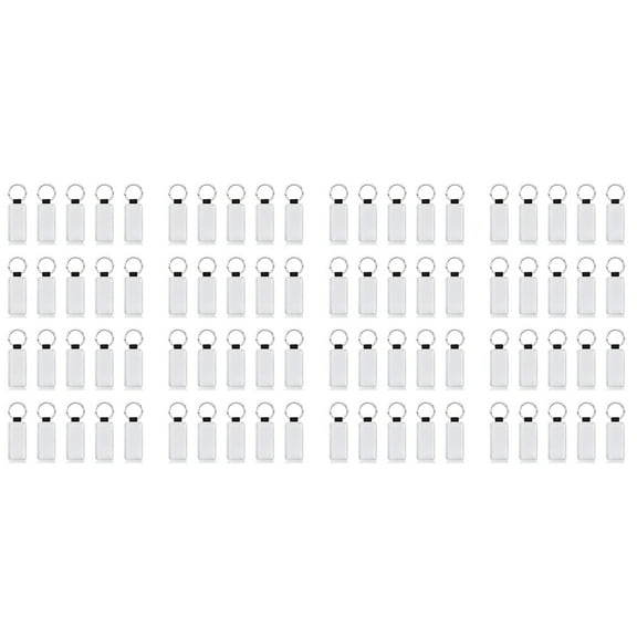 80Pcs Leather Keychain Blank Rectangle MDF Keychain Sublimation Heat Transfer Keychain Kit Jewelry Making