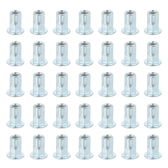 80Pcs M4 x 11mm Rivet Nut Thread Half Hexagonal Carbon Steel White Zinc-Plate