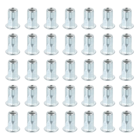 80Pcs M5 x 13mm Rivet Nut Thread Half Hexagonal Carbon Steel White Zinc-Plate