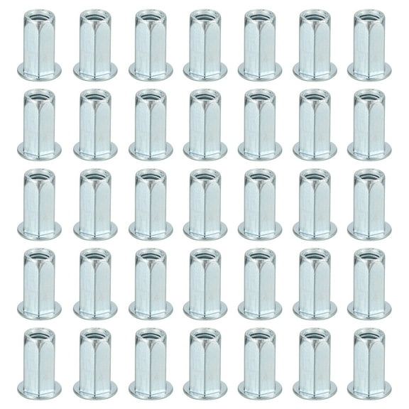 80Pcs M5 x 13mm Rivet Nut Thread Hexagonal Carbon Steel Nuts White Zinc-Plate