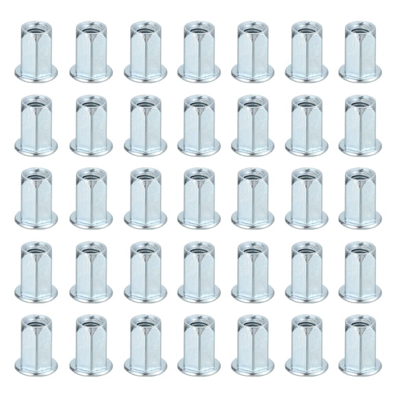 80Pcs M6 x 15mm Rivet Nut Thread Hexagonal Carbon Steel Nuts White Zinc-Plate