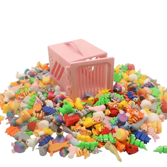 80Pcs Mini Animal Figurines Set, PLA Movable Joints Tiny Pets, Portable Storage Box Stress Relief Gift