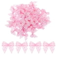 thumbnail image 1 of 80Pcs Mini Gingham Ribbon Bow 1" Checkered Fabric Satin Ribbon Bows for Craft DIY Hair Bow Sewing Pink and White, 1 of 5