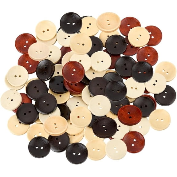 80Pcs Natural Buttons 25x4mm Mixed Color