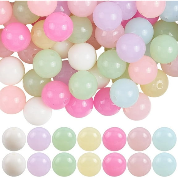 80Pcs Pastel Bead Kit 16mm Acrylic Beads Bulk Large Kawaii Candy Color Round Jelly Opaque Chunky Loose Pen Beads for Jewelry Making Bracelets Necklace Beading Hairband DIY Crafts Accessories