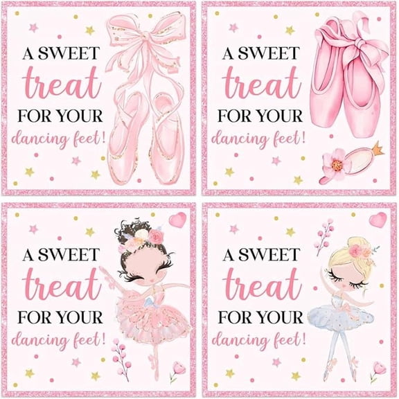 80Pcs Pink Ballet Stickers Dancing Ballerina Party Favors Stickers Ballet Dance Twirl Themed Candy Gift Sticker Decor for Pink Slippers Birthday Party Dance Recital Wedding Favor