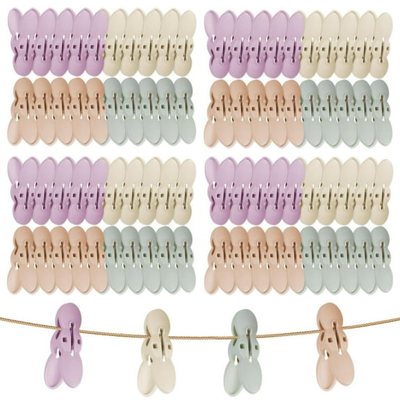 80Pcs Plastic Clothespins, Colored Clothes Pins Laundry Clips for Hanging Clothes & Towel, 2 Inch Small Clothes Pins, 4 Colors Drying Line Pegs for Outdoor, Garden, Picture, Food Package