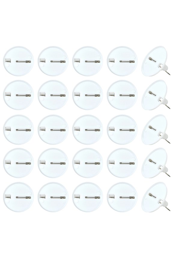 80Pcs Plastic Pin Blanks Brooch Badge Blank 23.5cm White Flat Round Disc Button Corsage Lapel Pins Base Bezel Trays Cabochon Settings