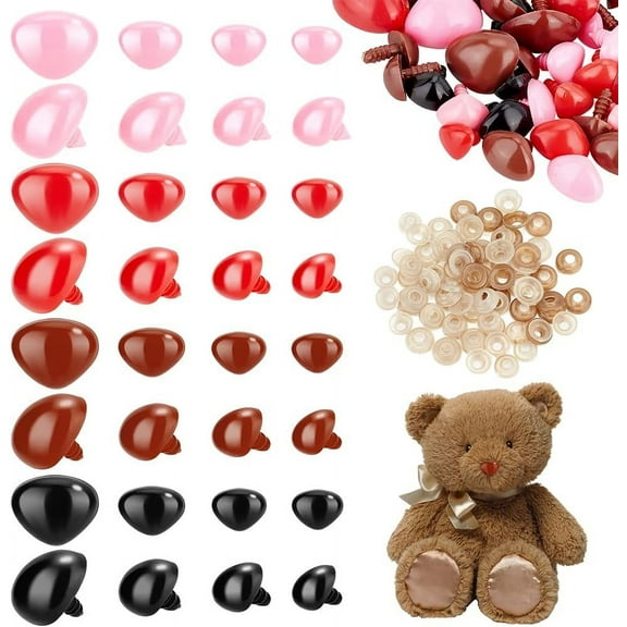 80Pcs Plastic Safety Noses Crochet Stuffed Animals Noses Crochet Noses with Washers Animal Crochet Noses 15 x 12mm for Puppet Plush Craft Accessories