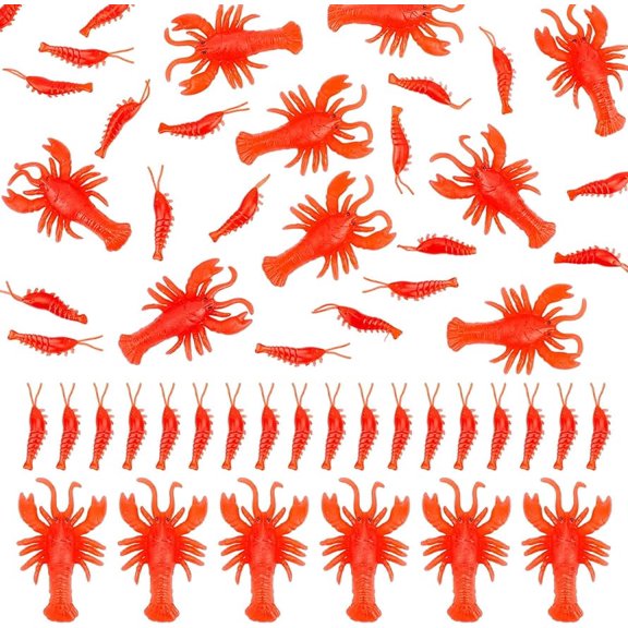 80Pcs Rubber Lobster Models Fake Crawfish Decorations Artificial Lifelike Mini Fake Lobsters for Photographic Props Home Kitchen Table Decoration Cabinet Ornament 32mm to 45mm
