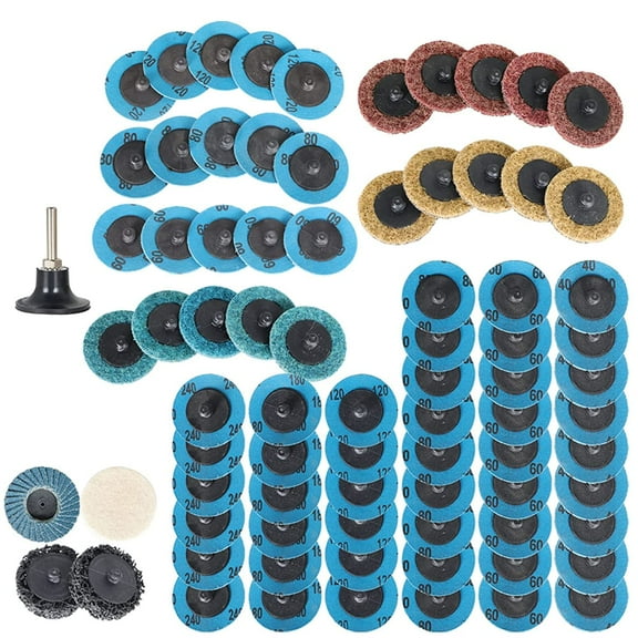 80Pcs Sanding Discs Set, 2 Inch Discs with 1/4 Inch Holder Quick Change Disc for Die Grinder Surface Prep Strip Grind Polish Burr Finish Rust Paint Removal