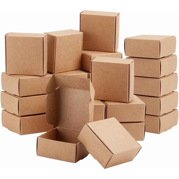80Pcs Small Cardboard Boxes 2.6x2.6x1.2 Inch Square Jewelry Kraft Box Corrugated Mailer Box Brown Cardboard Present Boxes for Present Wrapping Packaging Small Items Brown DIY