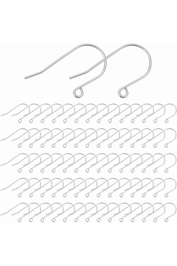 80Pcs Stainless Steel Fish Earrings Hooks Metal French Earring Hook with Horizontal Loop Ear Wires Drop Earring Finding Hole 2mm for Jewelry Making DIY Earrings Findings