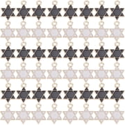 80Pcs Star of David Charm Gold Star Charms Alloy Enamel Black and White Colour Six-pointed Star of David Charm for DIY Jewelry Making Charms DIY Craft Necklace Bracelet Earring Beginners Adults