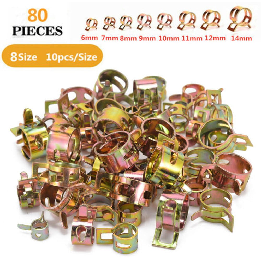 80Pcs Strong Spring Clip Hose Clamps for Holding Tight on Fuel/Vauum/Water Hose