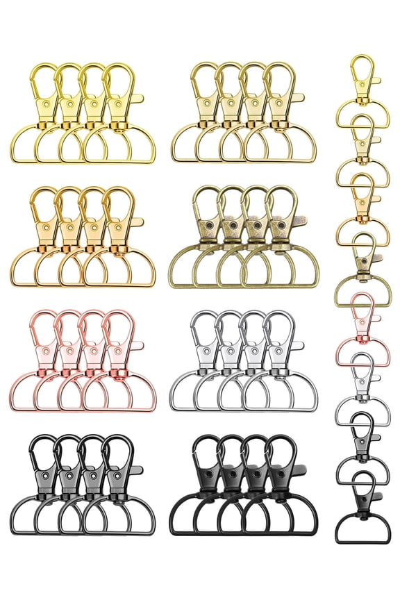 80Pcs Swivel Clasp Hooks, 25mm Metal Snap Hooks for DIY Crafts, Keychain Clasps, Bag Making Hardware, Lanyard Clips, Purse Accessories, 8 Colors Multicolor