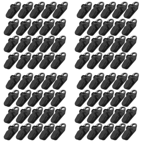 80Pcs Tent Awning Canopy Clamp Tarp Clip Snap Canvas Anchor Gripper Caravan Jaw Grip Trap Tighten Tool Camp Hike Kit,80 * Tent clamps,Black