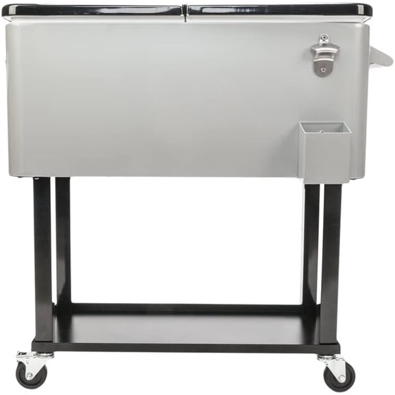 80QT Iron Spray Cooler,Patio Cooler with Shelf Portable Patio Party Bar Drink Cooler Cart, with Shelf, Beverage Pool$$Garden & Patio