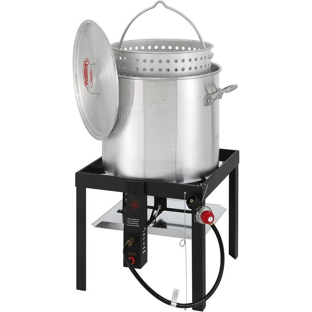 80QT Outdoor Propane Aluminum Boiling with Basket, Crab Steaming