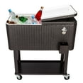 thumbnail image 1 of 80QT Rattan Square Legs Cooler with Shelf - Dual Wheels, Warm/Cool Function, 48H Ice Retention, 1 of 15